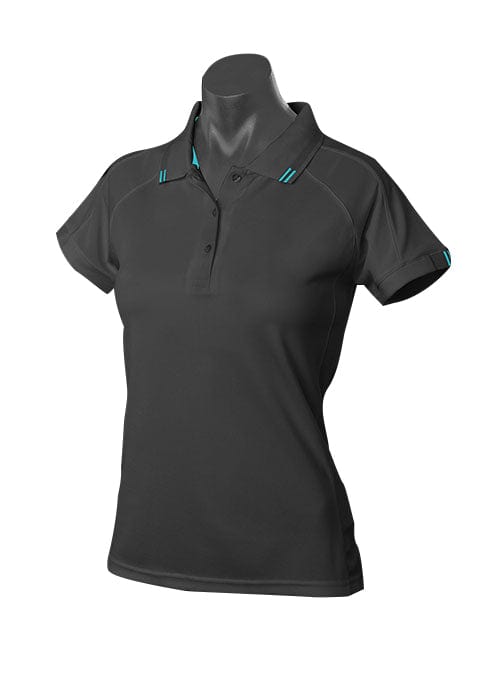 Aussie Pacific Polos / Shirts Black/Teal / 6 Aussie Pacific Flinders Ladies Polo