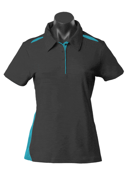 Aussie Pacific Polos / Shirts Black/Teal / 6 Aussie Pacific Paterson Ladies Polo