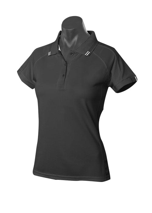 Aussie Pacific Polos / Shirts Black/White / 6 Aussie Pacific Flinders Ladies Polo