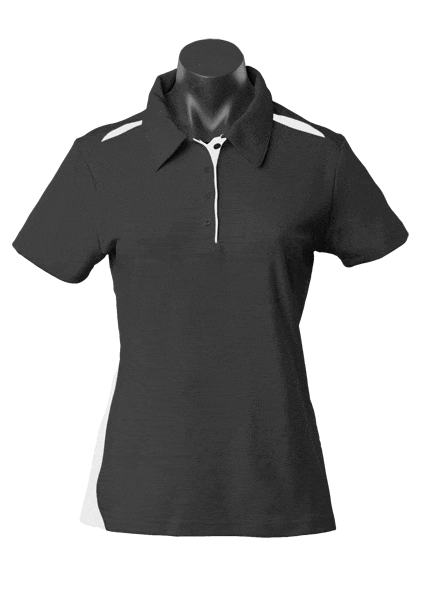 Aussie Pacific Polos / Shirts Black/White / 6 Aussie Pacific Paterson Ladies Polo
