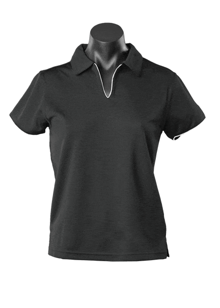 Aussie Pacific Polos / Shirts Black/White / 8 Aussie Pacific Yarra Ladies Polo