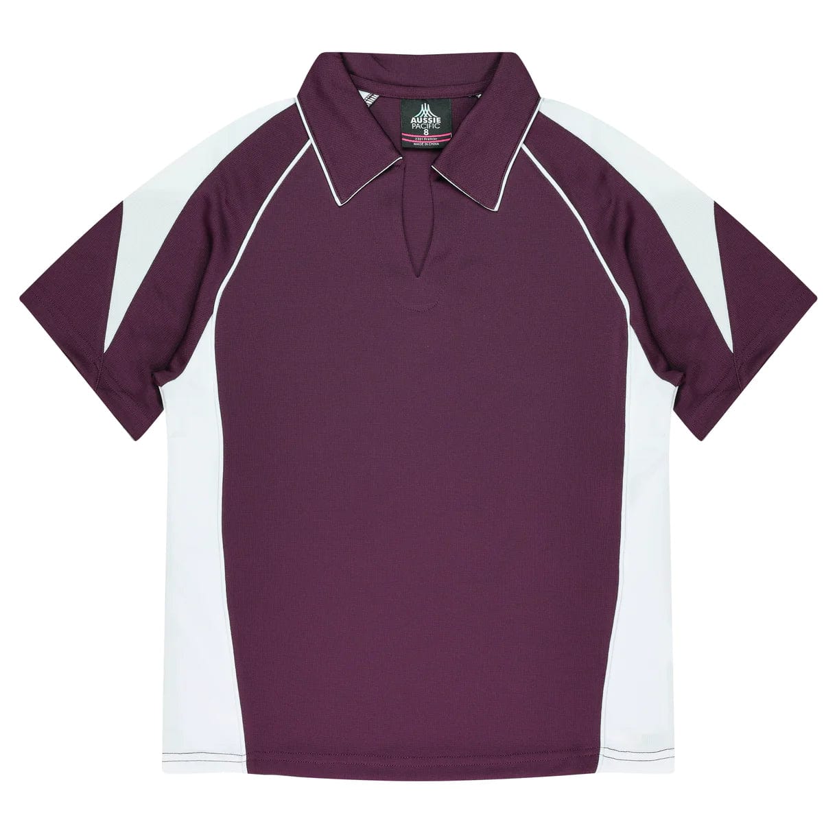 Aussie Pacific Polos / Shirts Burgundy/White / 8 Aussie Pacific Premier Ladies Polo
