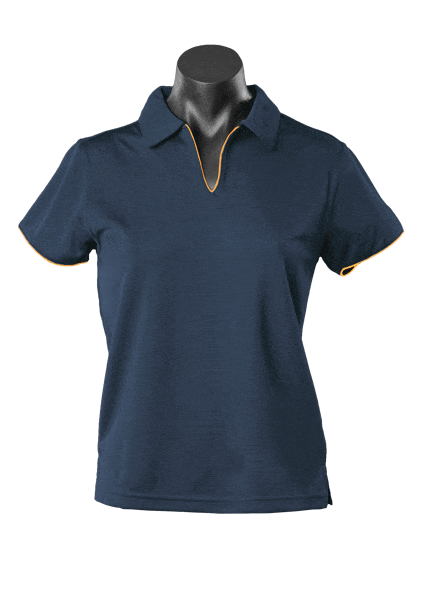 Aussie Pacific Polos / Shirts Navy/Gold / 8 Aussie Pacific Yarra Ladies Polo