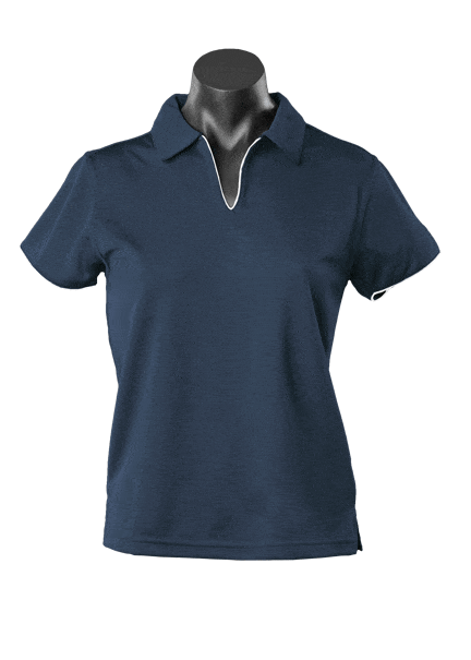 Aussie Pacific Polos / Shirts Navy/White / 8 Aussie Pacific Yarra Ladies Polo