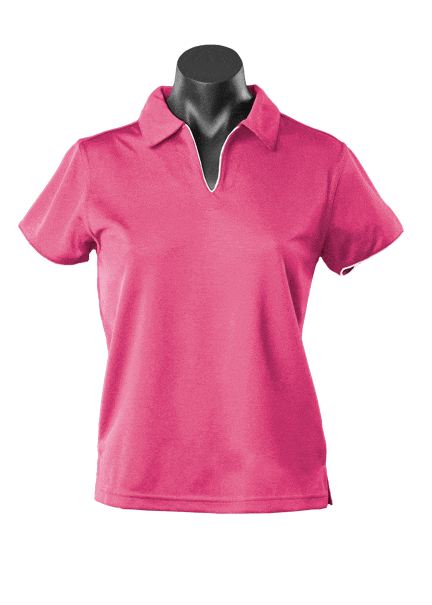 Aussie Pacific Polos / Shirts Pink/White / 8 Aussie Pacific Yarra Ladies Polo