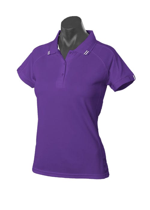 Aussie Pacific Polos / Shirts Purple/White / 6 Aussie Pacific Flinders Ladies Polo