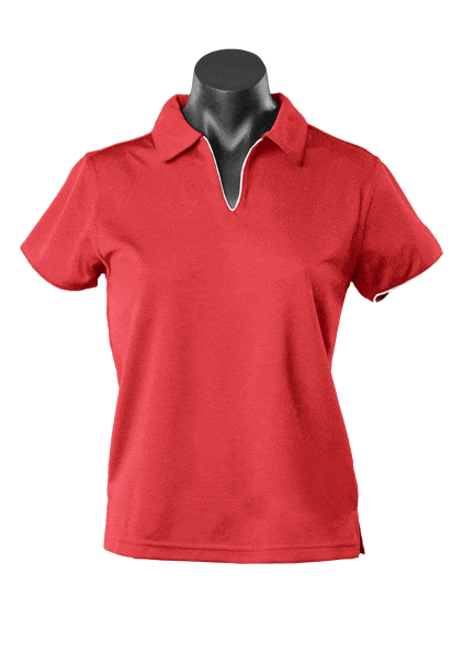 Aussie Pacific Polos / Shirts Red/White / 8 Aussie Pacific Yarra Ladies Polo