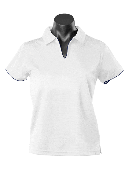 Aussie Pacific Polos / Shirts White/Navy / 8 Aussie Pacific Yarra Ladies Polo