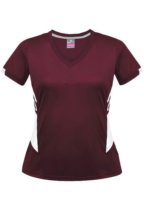 Aussie Pacific T-Shirts Maroon/White / 4 Aussie Pacific Tasman Ladies Tee