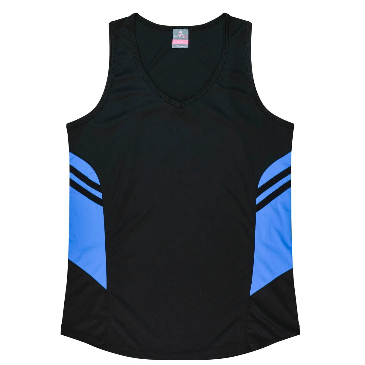 Aussie Pacific Tanks / Singlets Black/Cyan / 6 Aussie Pacific Tasman Ladies Singlet