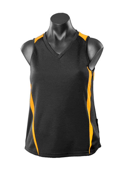 Aussie Pacific Tanks / Singlets Black/Gold / 8 Aussie Pacific Eureka Ladies Singlet