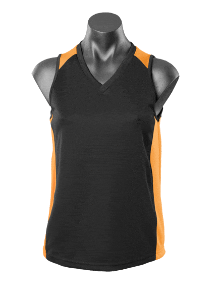 Aussie Pacific Tanks / Singlets Black/Gold / 8 Aussie Pacific Premier Ladies Singlet