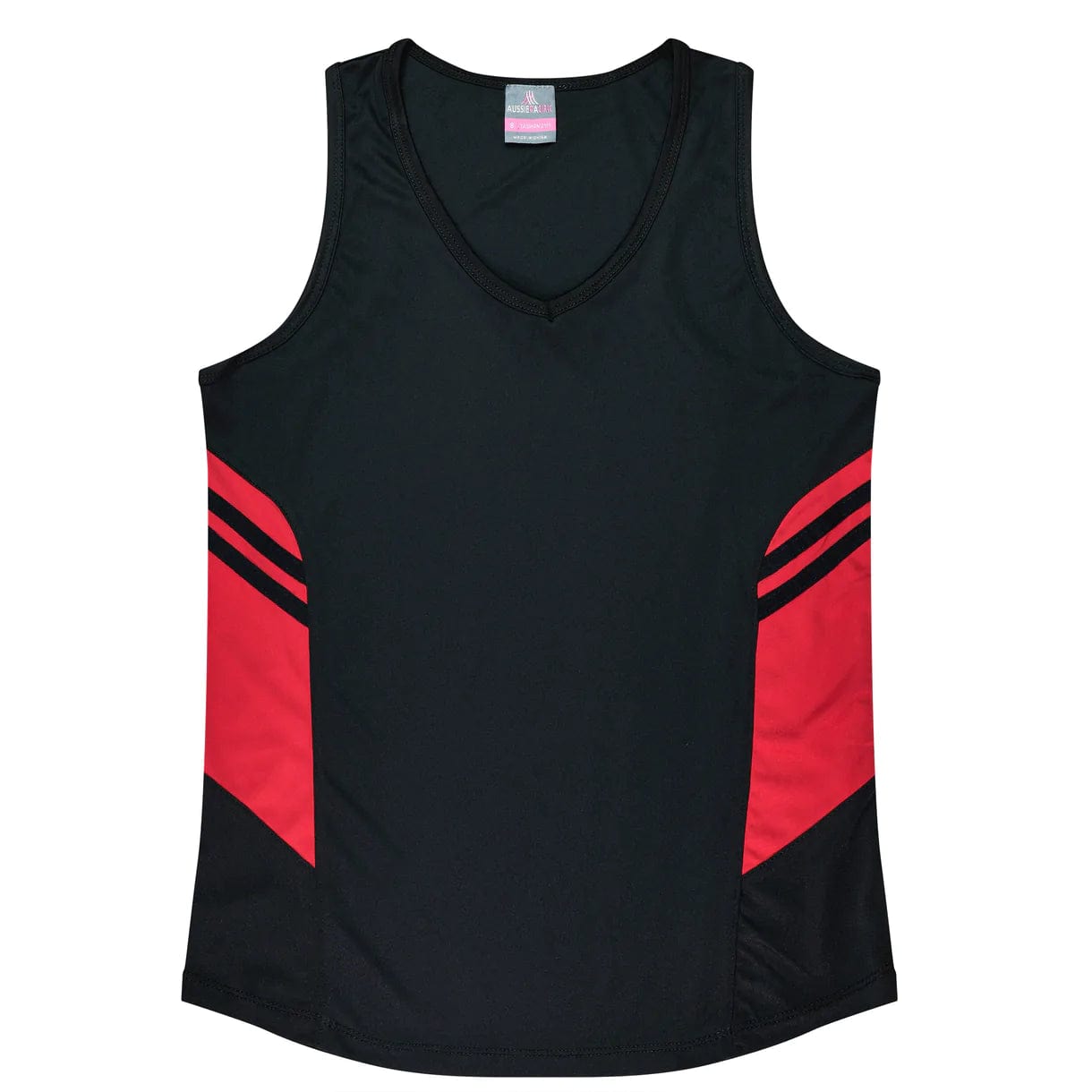 Aussie Pacific Tanks / Singlets Black/Red / 6 Aussie Pacific Tasman Ladies Singlet