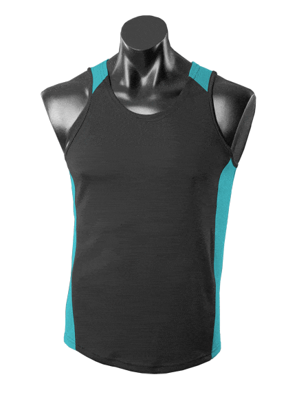 Aussie Pacific Tanks / Singlets Black/Teal / S Aussie Pacific Premier Men's Singlet