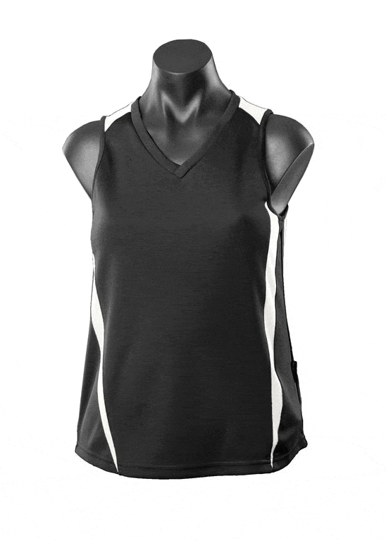 Aussie Pacific Tanks / Singlets Black/White / 8 Aussie Pacific Eureka Ladies Singlet