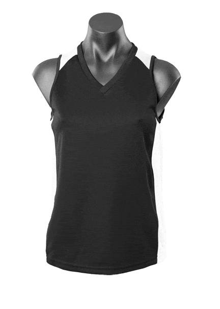 Aussie Pacific Tanks / Singlets Black/White / 8 Aussie Pacific Premier Ladies Singlet