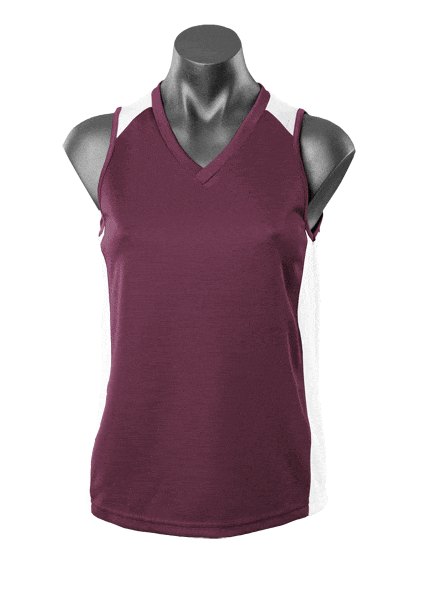 Aussie Pacific Tanks / Singlets Burgundy/White / 8 Aussie Pacific Premier Ladies Singlet