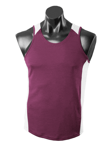 Aussie Pacific Tanks / Singlets Burgundy/White / S Aussie Pacific Premier Men's Singlet