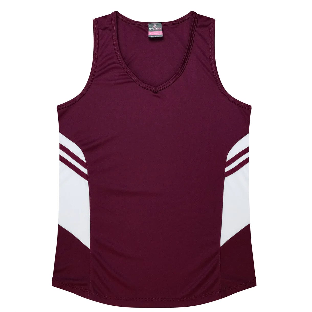 Aussie Pacific Tanks / Singlets Maroon/White / 6 Aussie Pacific Tasman Ladies Singlet
