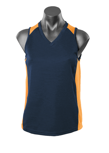 Aussie Pacific Tanks / Singlets Navy/Gold / 8 Aussie Pacific Premier Ladies Singlet