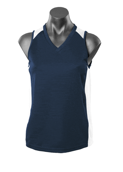 Aussie Pacific Tanks / Singlets Navy/White / 8 Aussie Pacific Premier Ladies Singlet