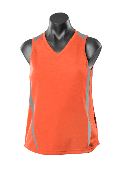Aussie Pacific Tanks / Singlets Orange/Charcoal / 8 Aussie Pacific Eureka Ladies Singlet