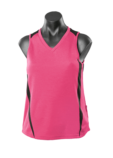 Aussie Pacific Tanks / Singlets Pink/Black / 8 Aussie Pacific Eureka Ladies Singlet