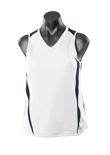 Aussie Pacific Tanks / Singlets White/Black / 8 Aussie Pacific Eureka Ladies Singlet
