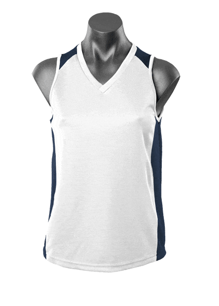 Aussie Pacific Tanks / Singlets White/Navy / 8 Aussie Pacific Premier Ladies Singlet