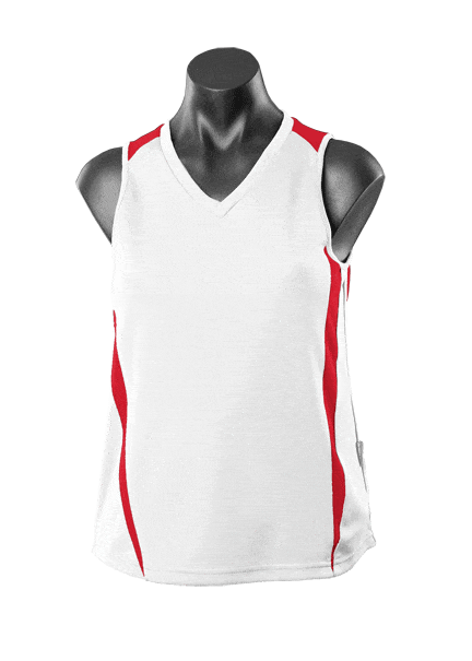Aussie Pacific Tanks / Singlets White/Red / 8 Aussie Pacific Eureka Ladies Singlet