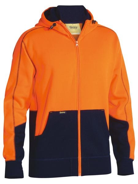 Bisley Hoodies Orange/Navy / XS Bisley Hi Vis Zip Front Fleece Hoodie