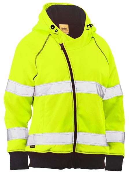 Bisley Hoodies Yellow / 6 Bisley Women’s Taped Hi Vis Fleece Zip Front Hoodie with Sherpa Lining