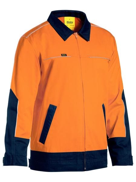Bisley Jackets / Vests Orange/Navy / XS Bisley Hi Vis Drill Jacket with Liquid Repellent Finish