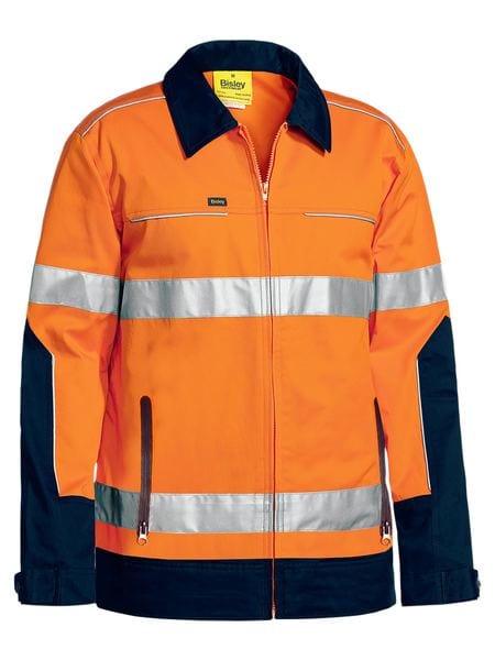 Bisley Jackets / Vests Orange/Navy / XS Bisley Taped Hi Vis  Drill Jacket with Liquid Repellent Finish