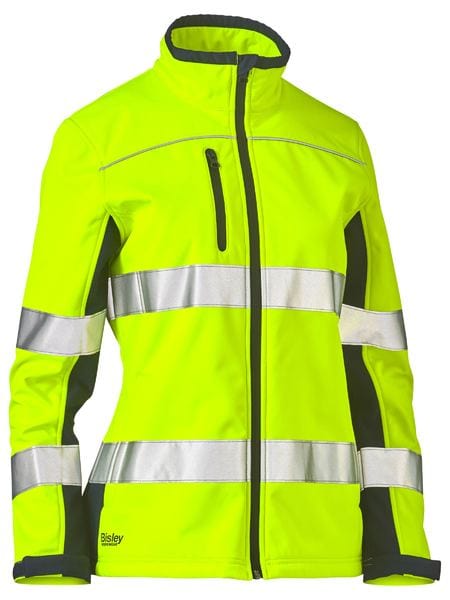Bisley Jackets / Vests Yellow/Navy / 6 Bisley Women's Taped Two Tone Hi Vis Soft Shell Jacket