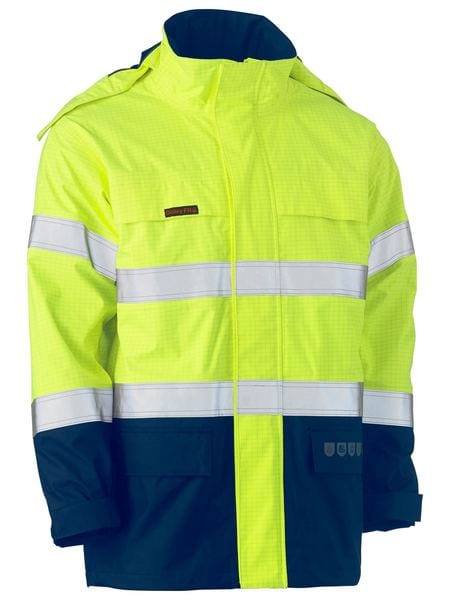 Bisley Jackets / Vests Yellow/Navy / XS Bisley Taped Hi Vis FR Wet Weather Shell Jacket
