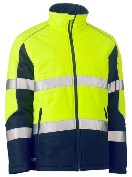 Bisley Jackets / Vests Yellow/Navy / XS Bisley Taped Hi Vis Puffer Jacket with Stand Collar
