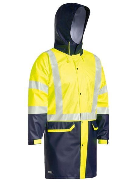 Bisley Jackets / Vests Yellow/Navy / XS Bisley Taped Hi Vis Stretch PU Rain Coat