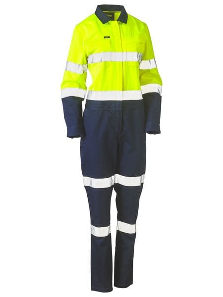 Bisley Overalls Yellow / 6 Bisley Women's Taped Hi Vis Cotton Drill Coverall