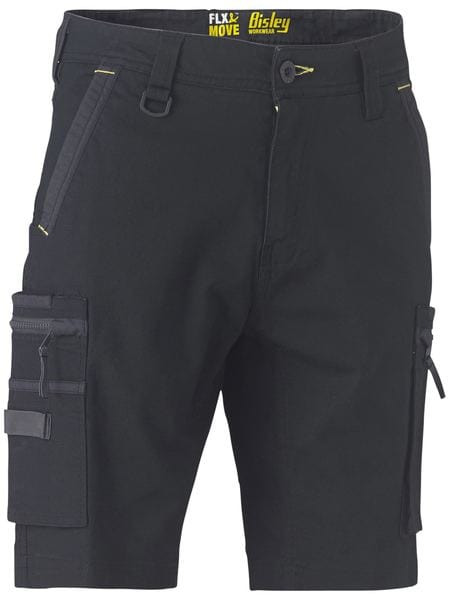 Bisley Pants / Shorts Black / 72 Bisley Flx & Move Stretch Utility Zip Cargo Short