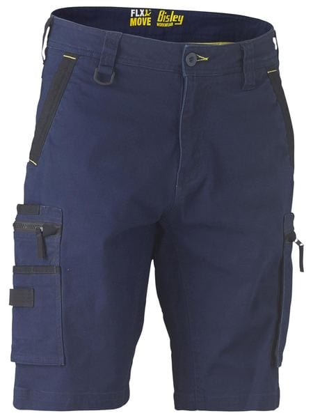 Bisley Pants / Shorts Navy / 72 Bisley Flx & Move Stretch Utility Zip Cargo Short