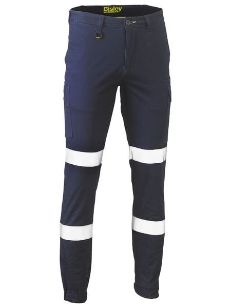 Bisley Pants / Shorts Navy / 77 Bisley Taped Biomotion Stretch Cotton Drill Cargo Cuffed Pants