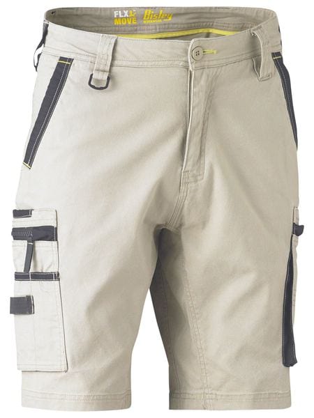 Bisley Pants / Shorts Stone / 72 Bisley Flx & Move Stretch Utility Zip Cargo Short