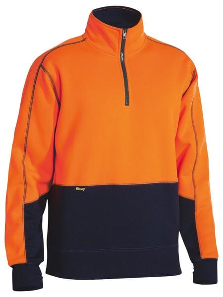 Bisley Polars Orange/Navy / XS Bisley Hi Vis Fleece 1/4 Zip Pullover