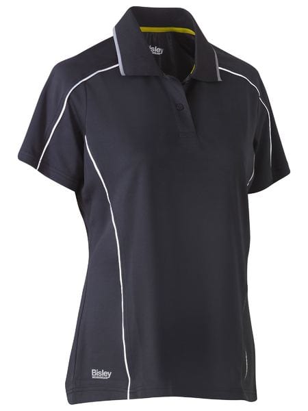 Bisley Polos / Shirts Charcoal / 6 Bisley Women's Cool Mesh Polo with Reflective Piping