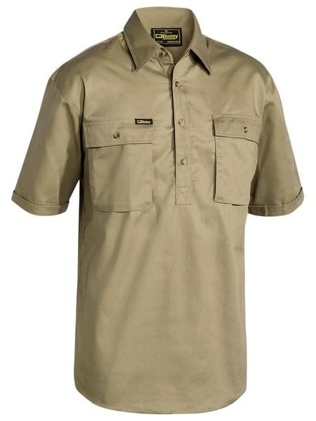 Bisley Polos / Shirts Khaki / S Bisley Closed Front Cotton Drill Shirt