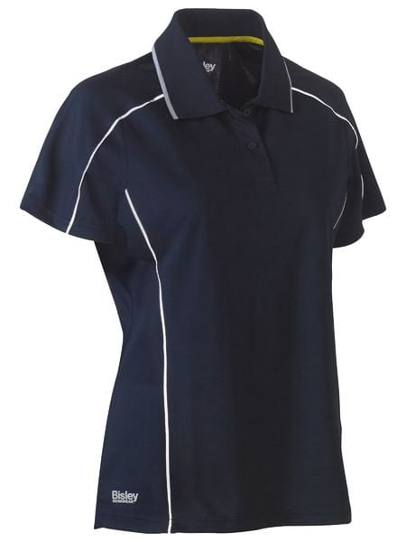 Bisley Polos / Shirts Navy / 6 Bisley Women's Cool Mesh Polo with Reflective Piping