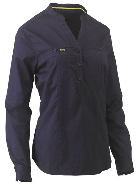 Bisley Polos / Shirts Navy / 6 Bisley Women's Stretch V-Neck Closed Front Shirt
