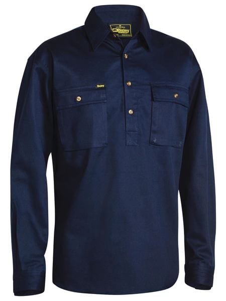 Bisley Polos / Shirts Navy / S Bisley Closed Front Cotton Drill Shirt