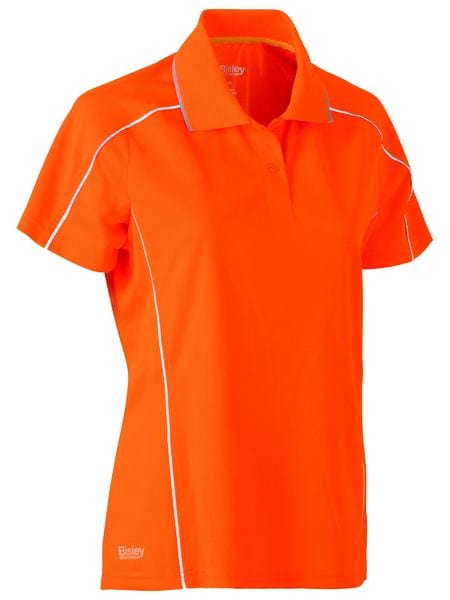 Bisley Polos / Shirts Orange / 6 Bisley Women's Cool Mesh Polo with Reflective Piping